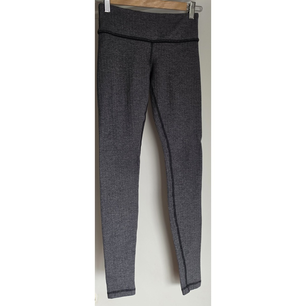 Lululemon Leggings Women Size 24W 29in Herringbone Grey Black Athleisure